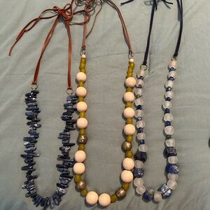 Beaded Statement Necklaces - Blue, Olive & Natural Tones